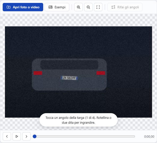 Un video aperto con la barra dei fotogrammi