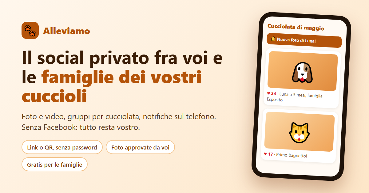 Alleviamo &mdash; social privato per allevatori