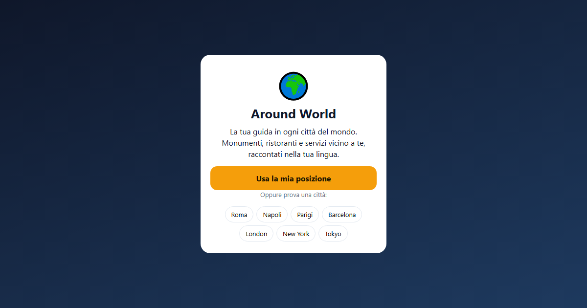 AROUND WORLD — guida turistica sul telefono in ogni città del mondo