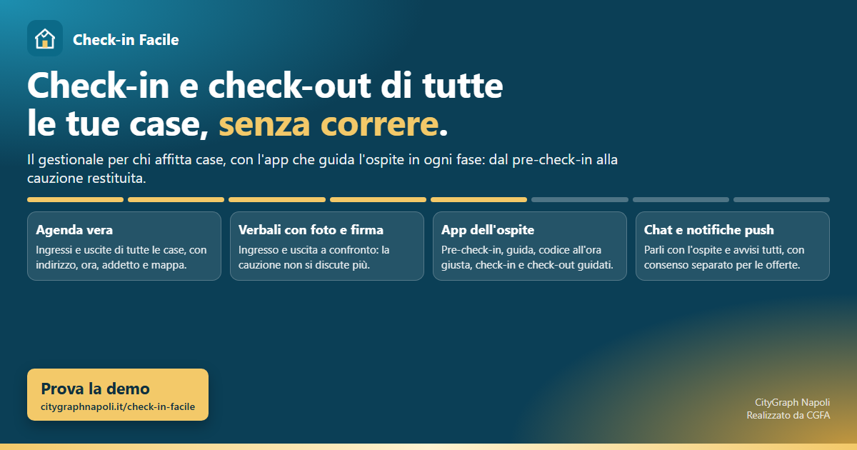 CHECK-IN FACILE — il programma per gestire check-in e check-out delle case in affitto con l'app dell'ospite