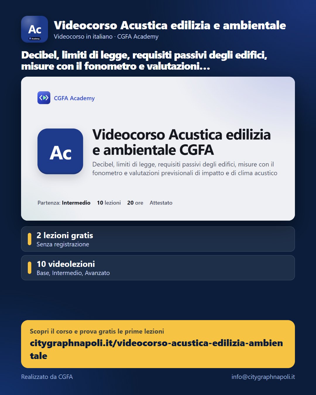 Volantino Videocorso Acustica edilizia e ambientale - formato post