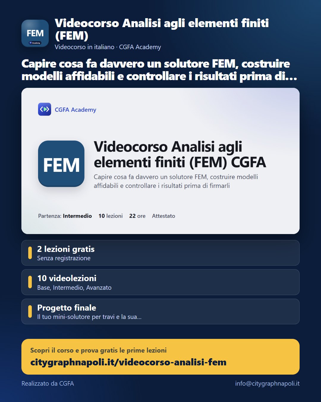Volantino Videocorso Analisi agli elementi finiti (FEM) - formato post