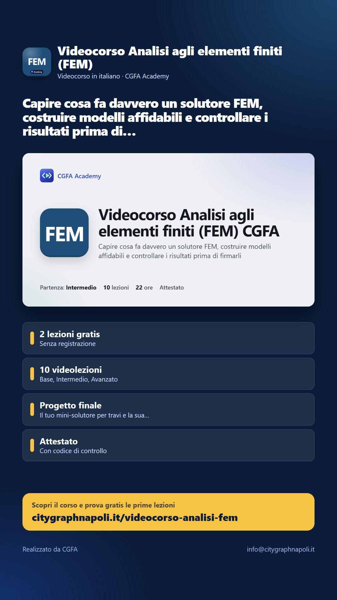 Volantino Videocorso Analisi agli elementi finiti (FEM) - formato storia