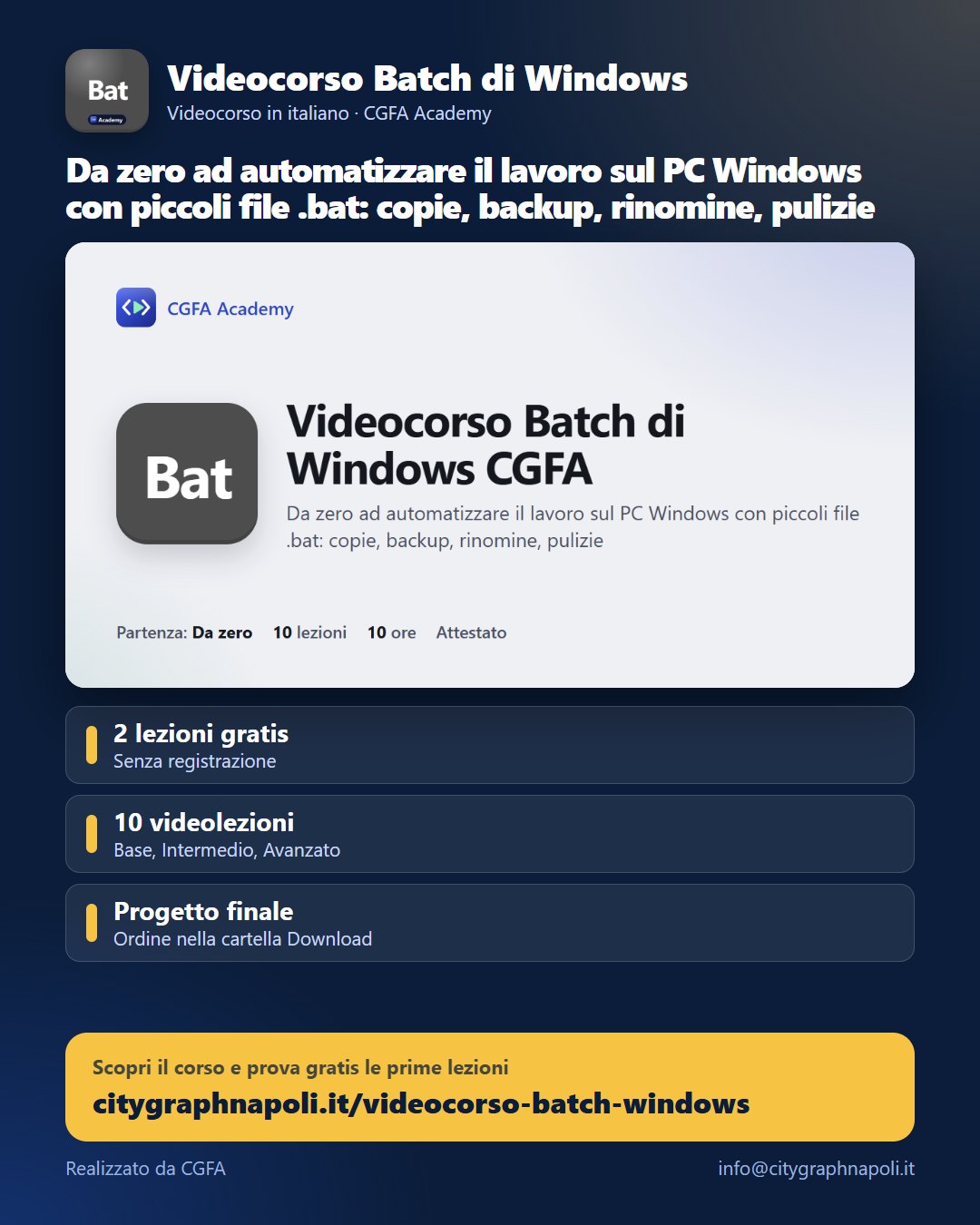 Volantino Videocorso Batch di Windows - formato post