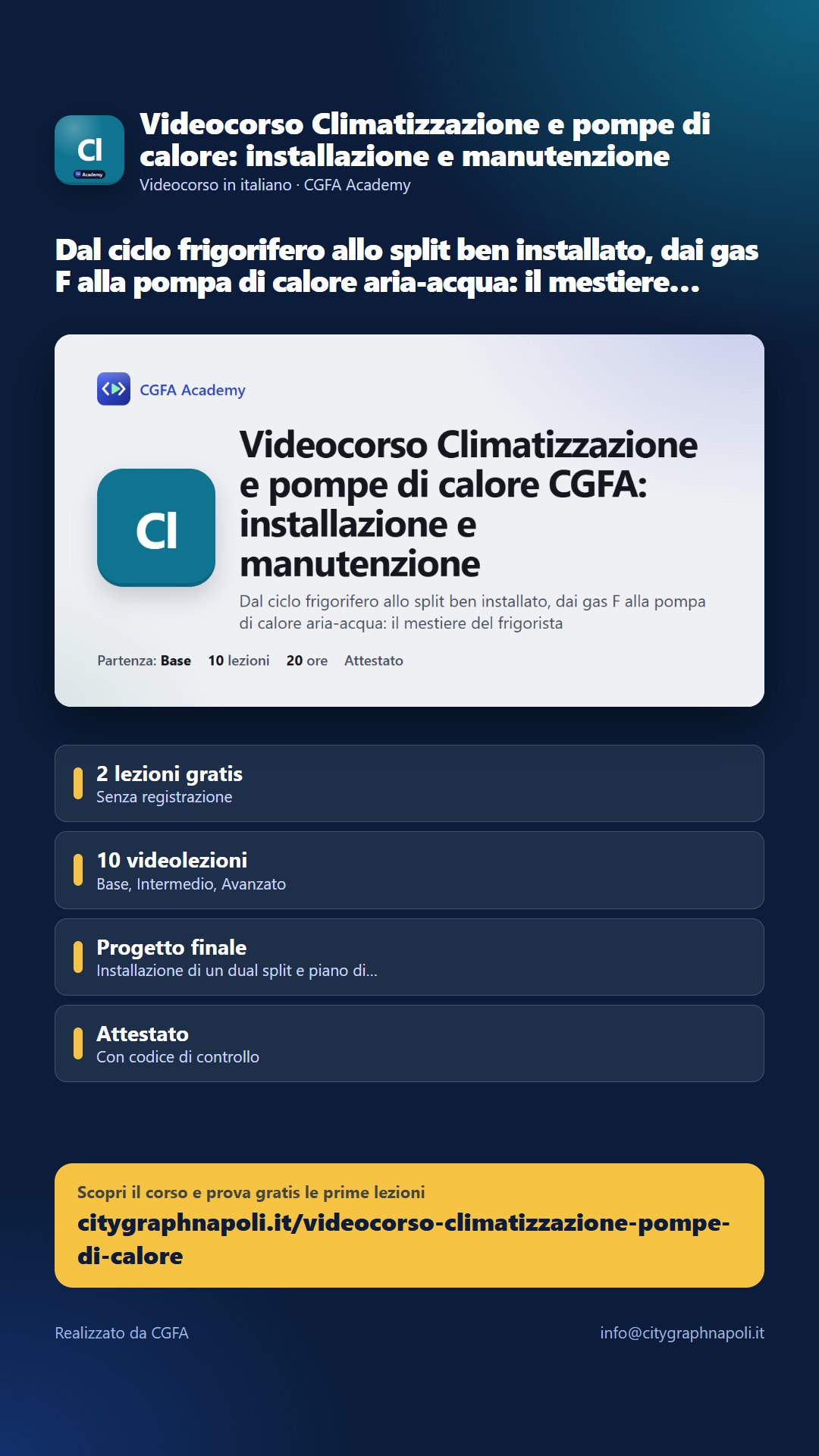 Volantino Videocorso Climatizzazione e pompe di calore: installazione e manutenzione - formato storia
