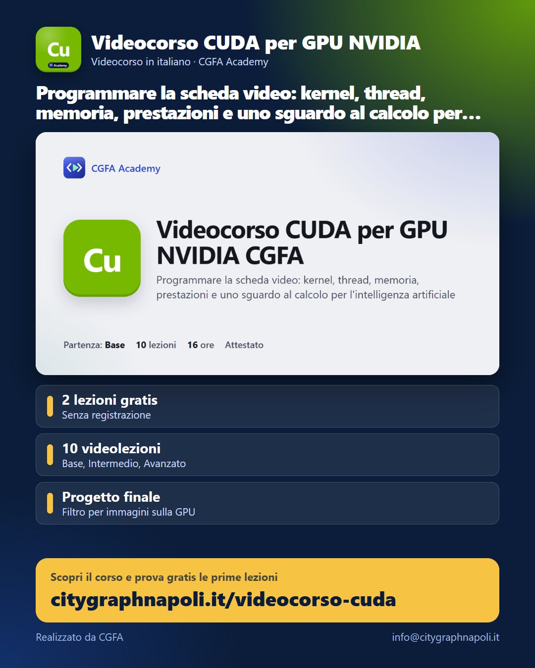 Volantino Videocorso CUDA per GPU NVIDIA - formato post