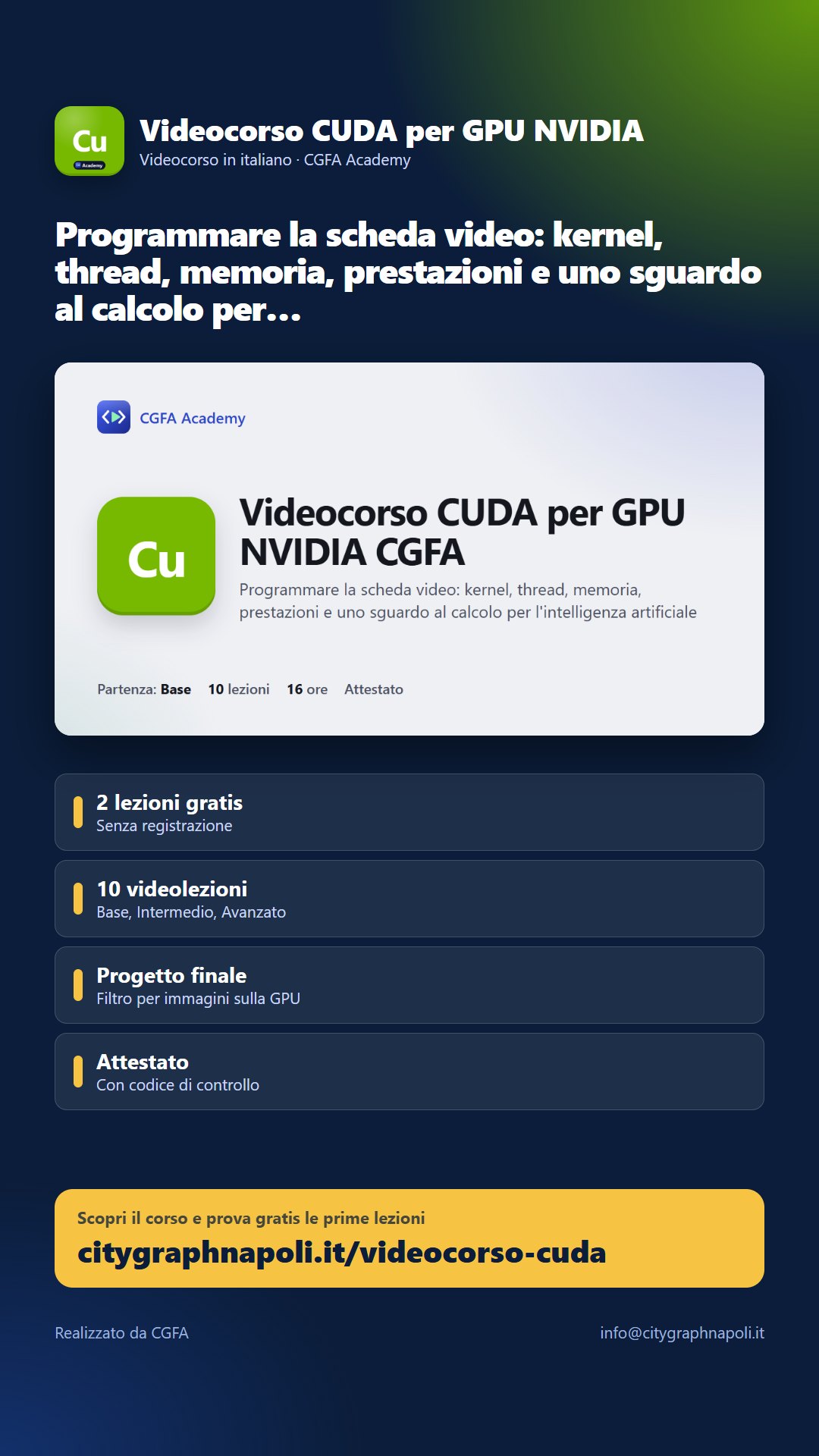 Volantino Videocorso CUDA per GPU NVIDIA - formato storia