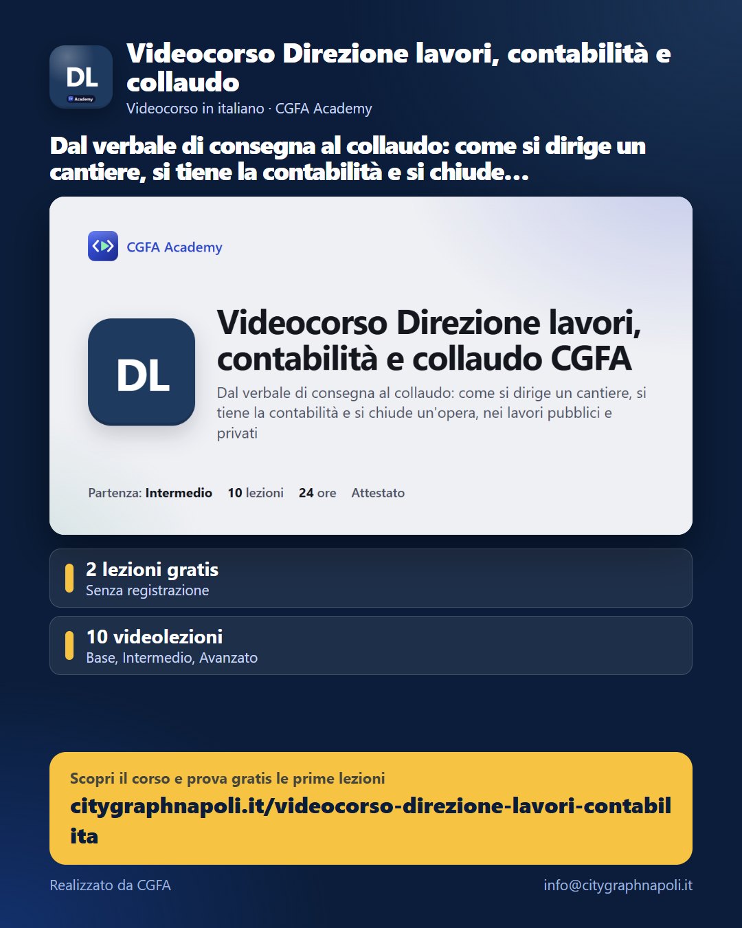 Volantino Videocorso Direzione lavori, contabilità e collaudo - formato post