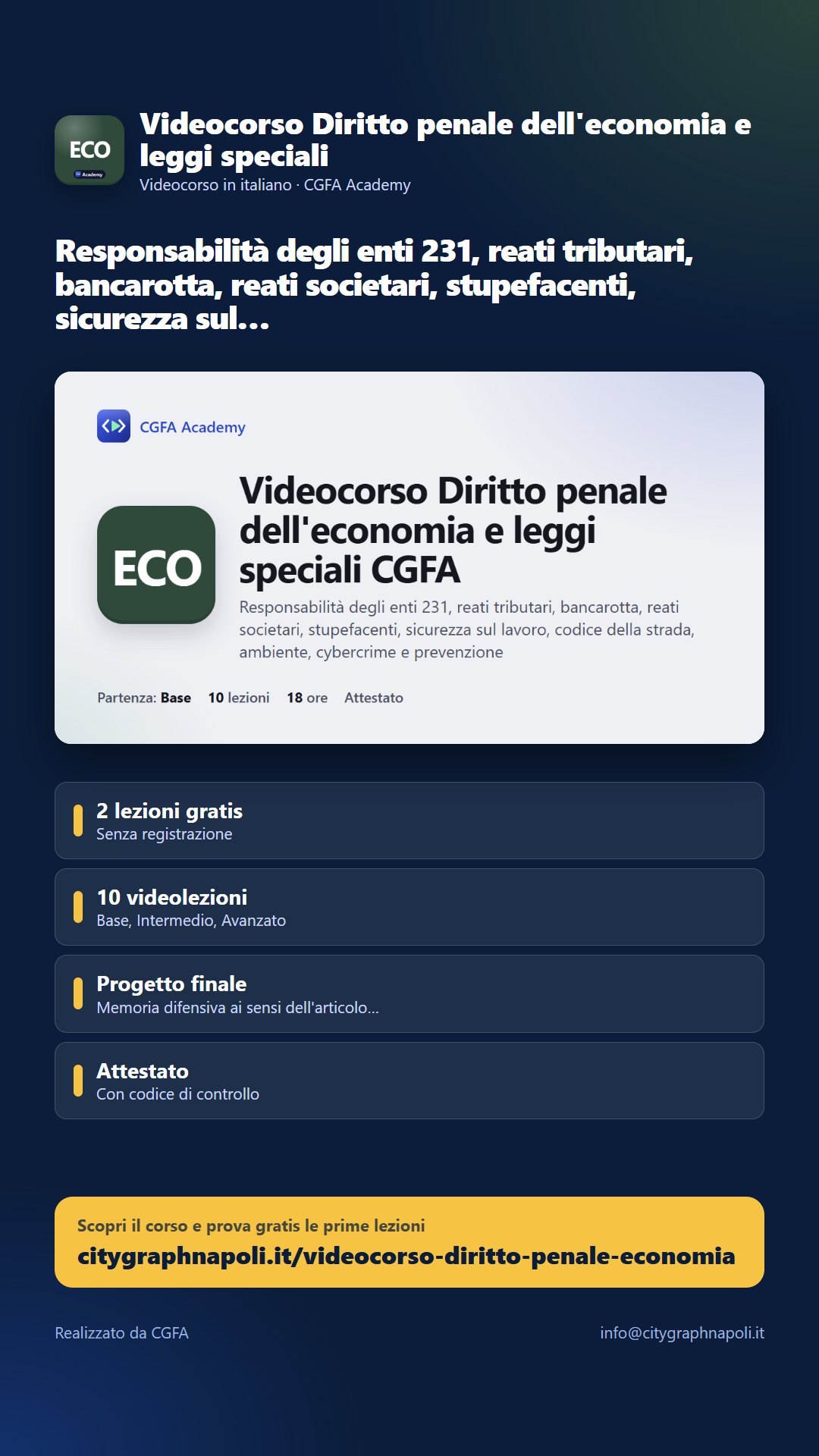 Volantino Videocorso Diritto penale dell'economia e leggi speciali - formato storia