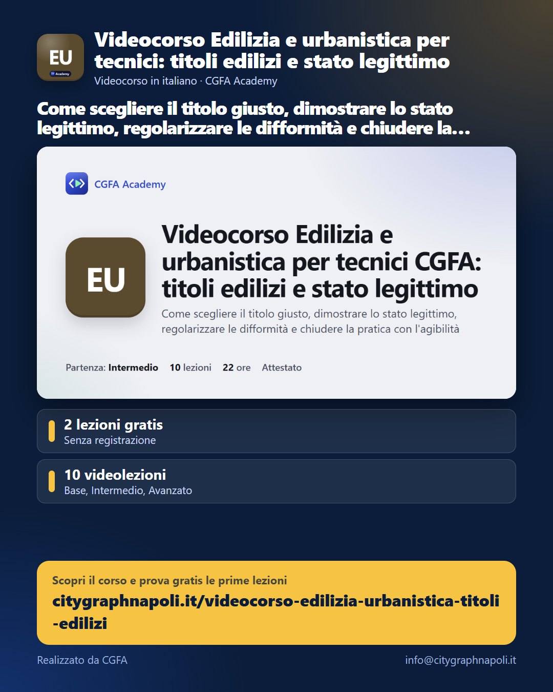 Volantino Videocorso Edilizia e urbanistica per tecnici: titoli edilizi e stato legittimo - formato post