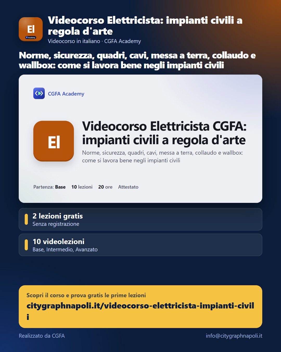 Volantino Videocorso Elettricista: impianti civili a regola d'arte - formato post