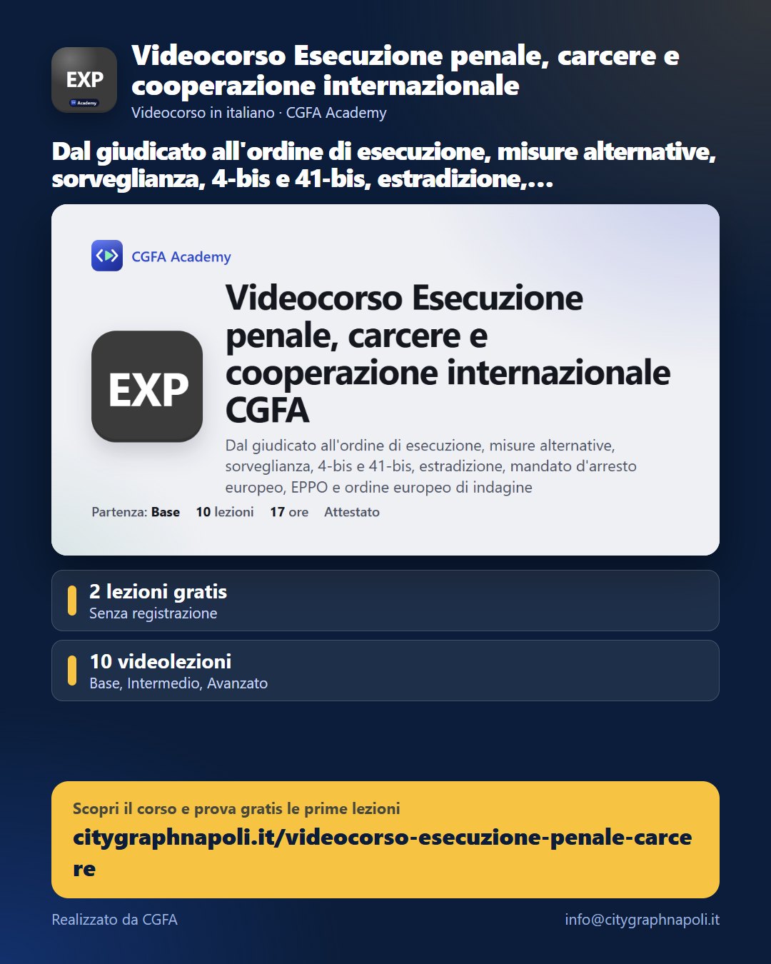 Volantino Videocorso Esecuzione penale, carcere e cooperazione internazionale - formato post