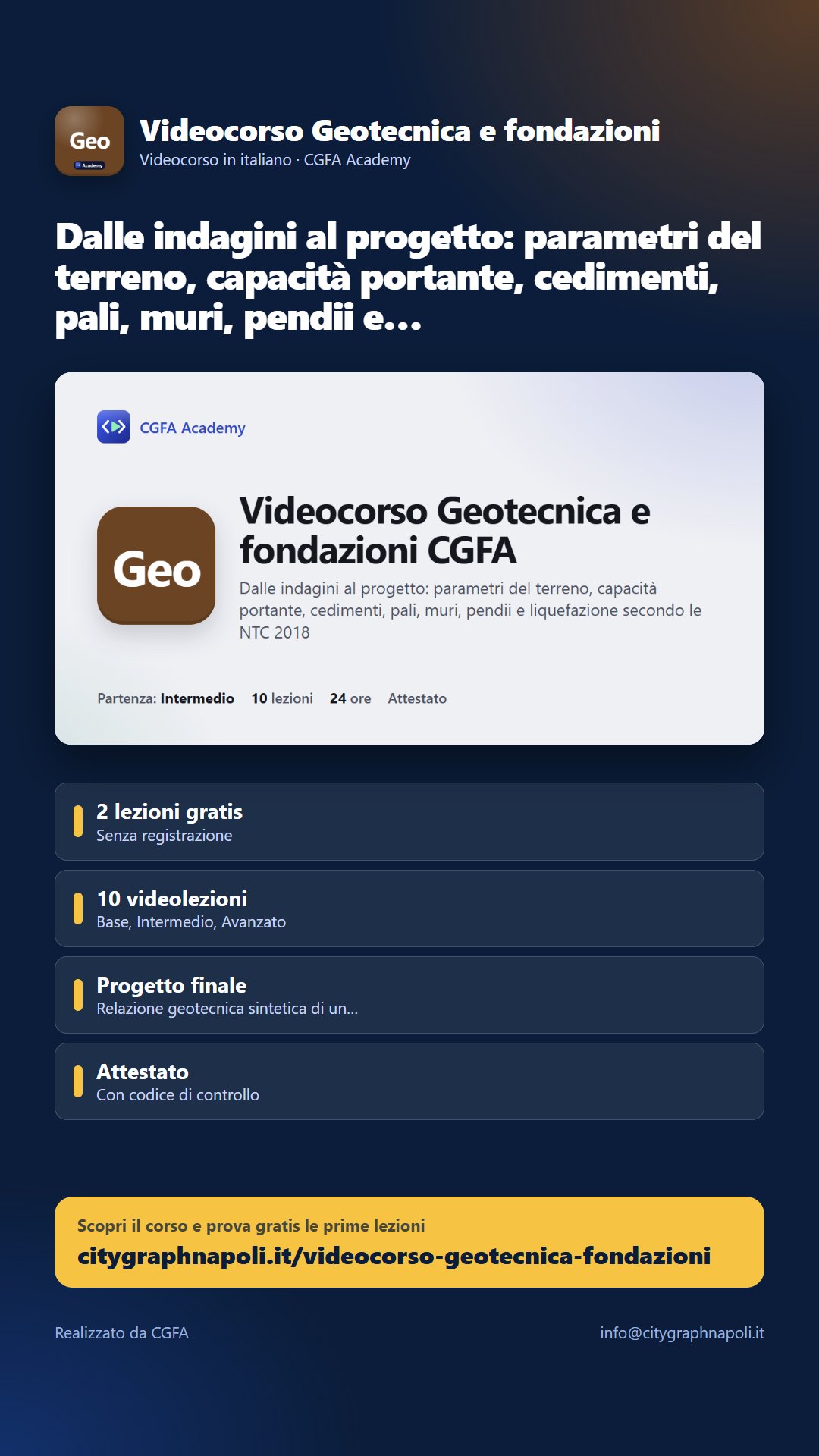 Volantino Videocorso Geotecnica e fondazioni - formato storia