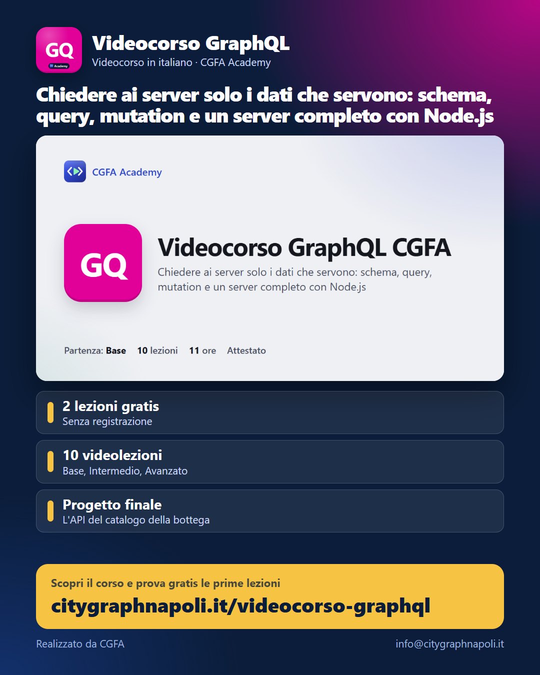 Volantino Videocorso GraphQL - formato post