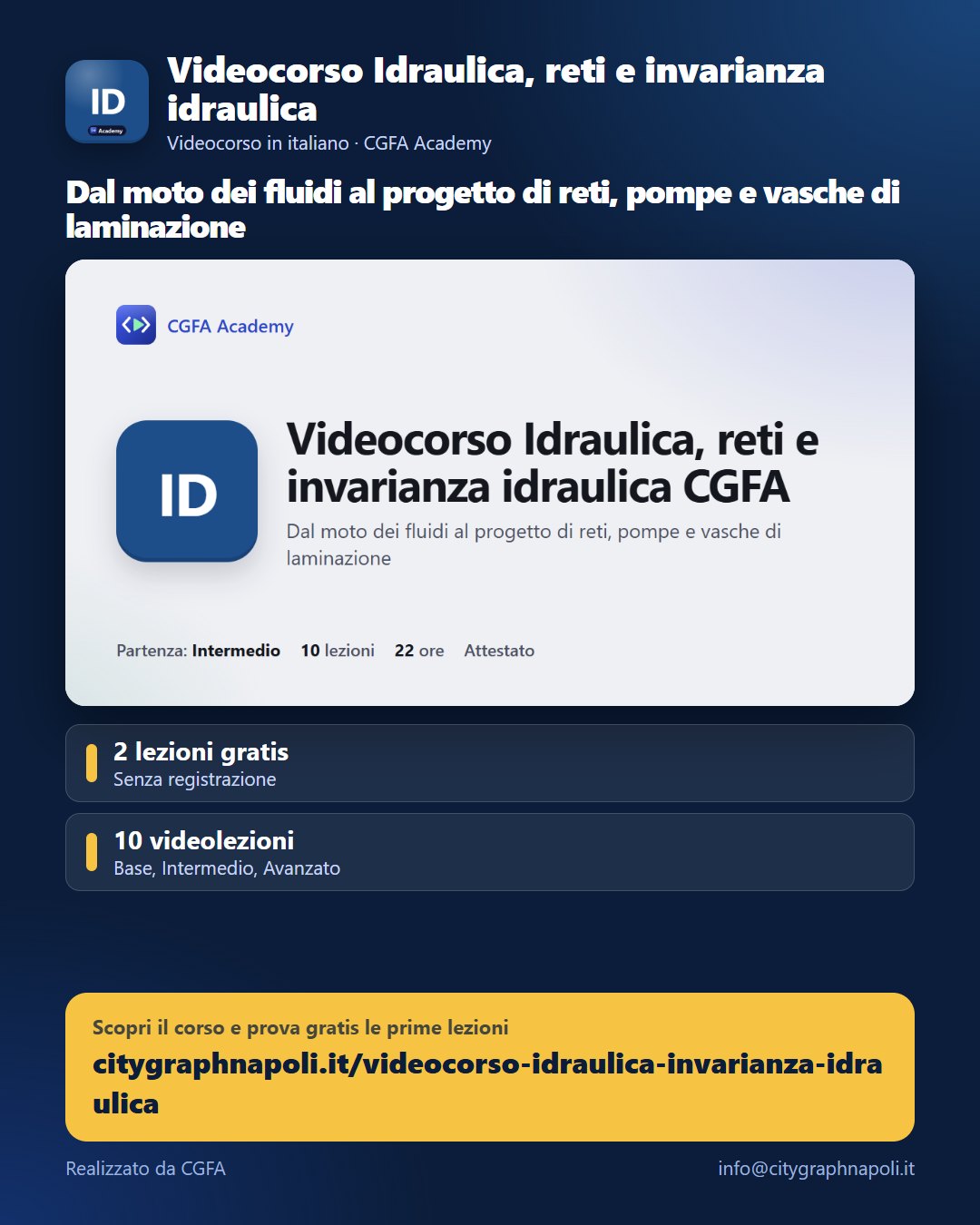 Volantino Videocorso Idraulica, reti e invarianza idraulica - formato post