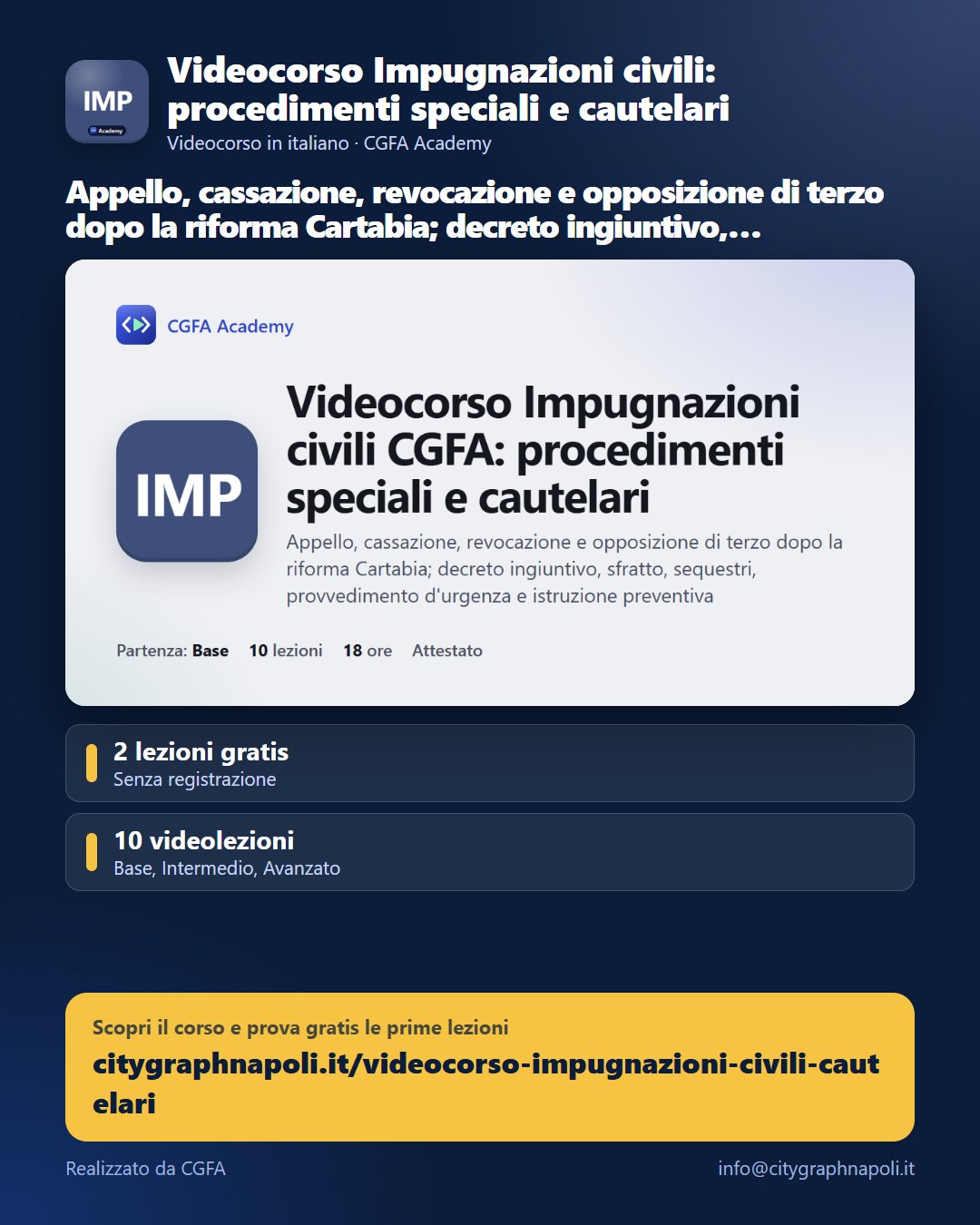 Volantino Videocorso Impugnazioni civili: procedimenti speciali e cautelari - formato post