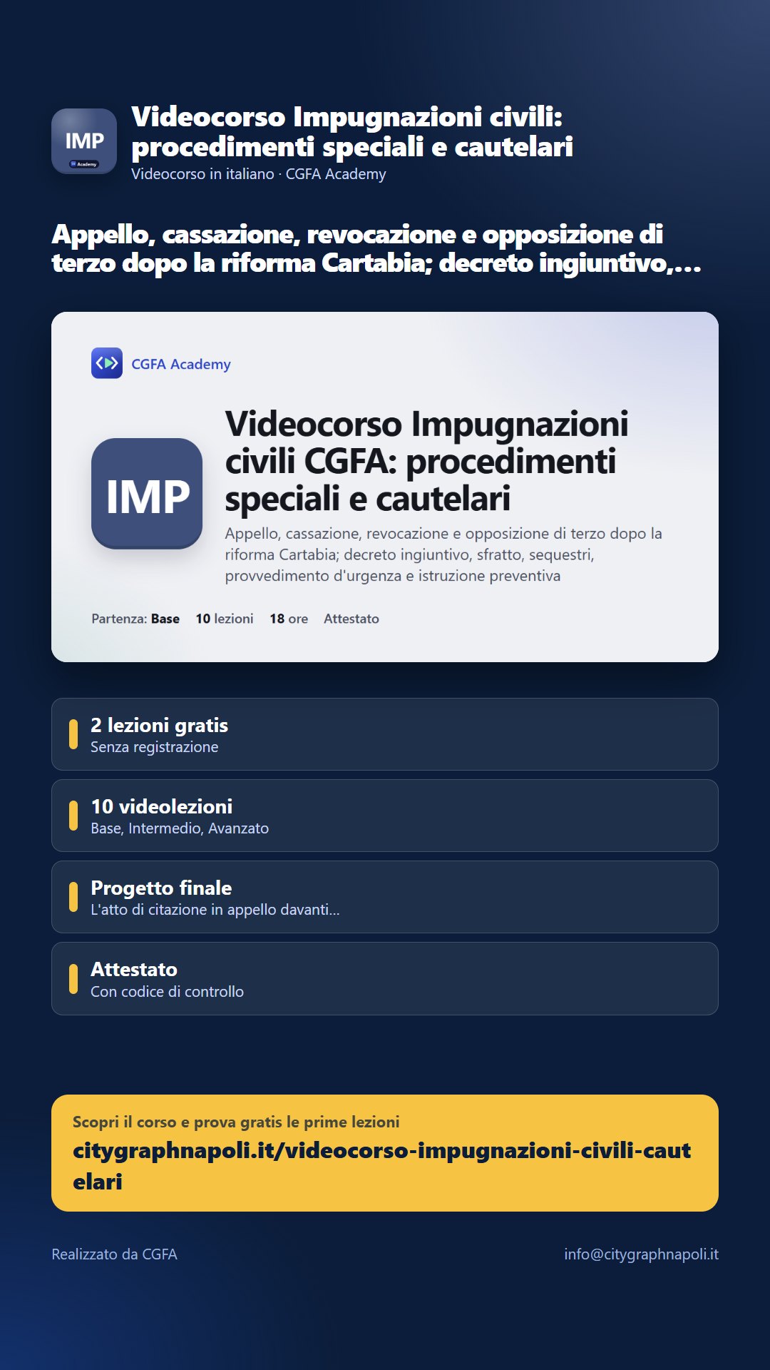 Volantino Videocorso Impugnazioni civili: procedimenti speciali e cautelari - formato storia