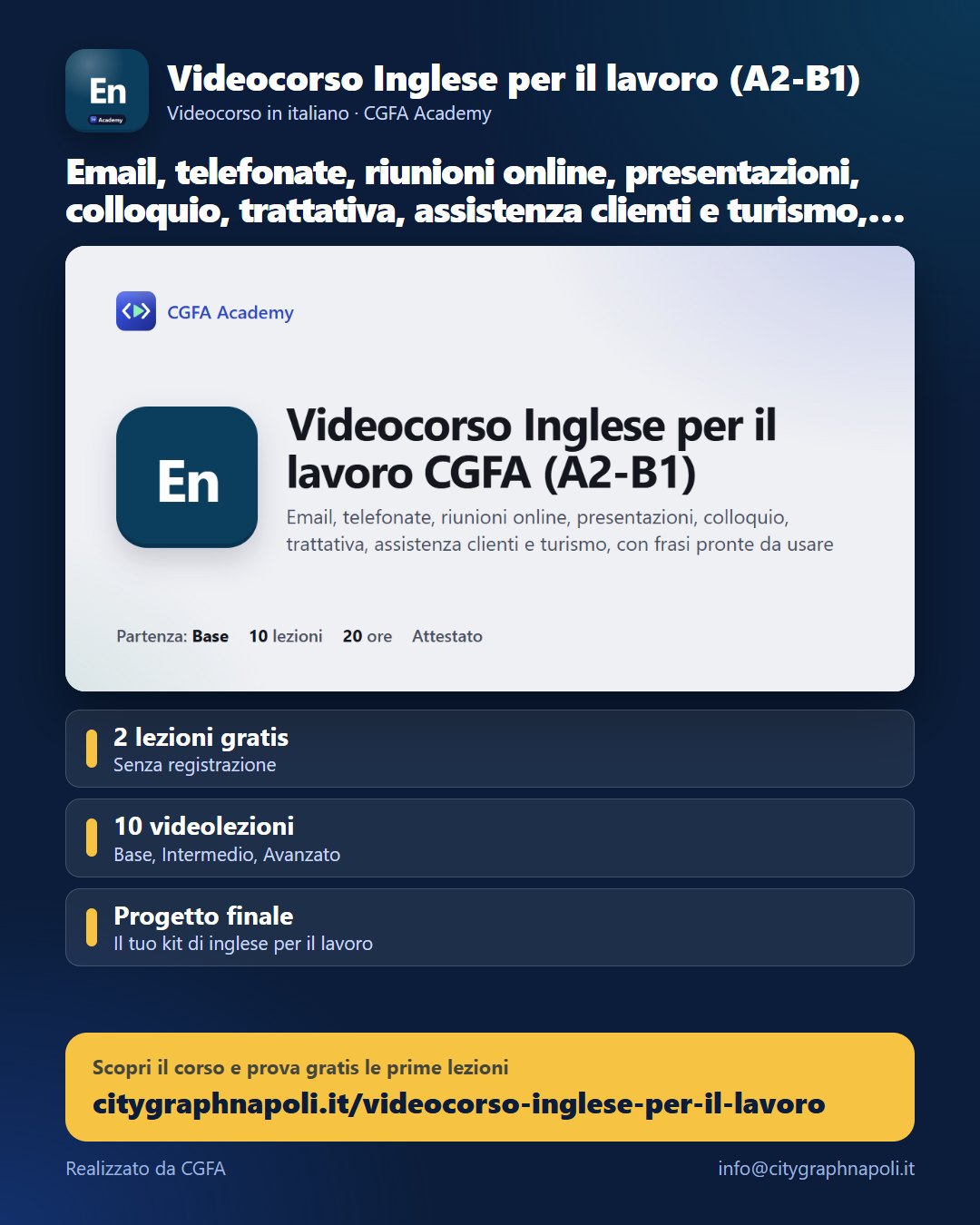 Volantino Videocorso Inglese per il lavoro (A2-B1) - formato post