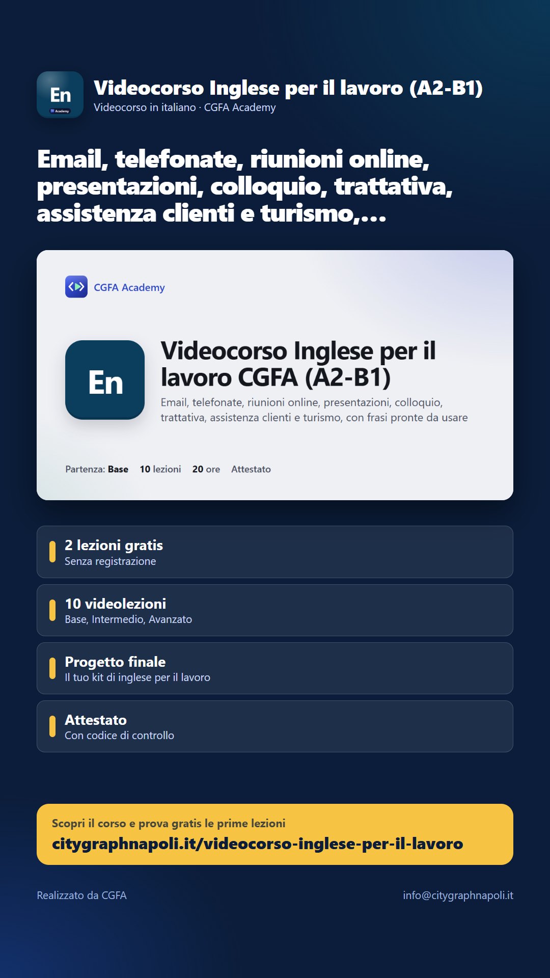 Volantino Videocorso Inglese per il lavoro (A2-B1) - formato storia