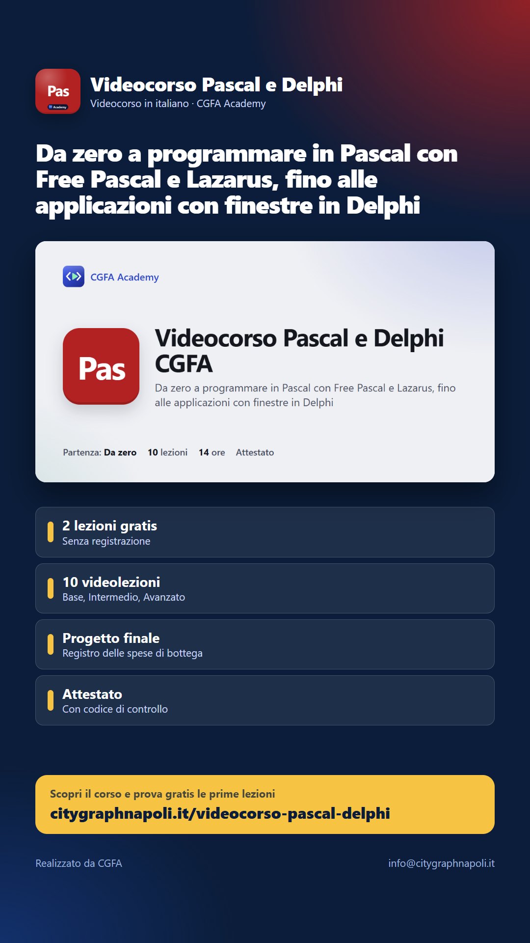 Volantino Videocorso Pascal e Delphi - formato storia