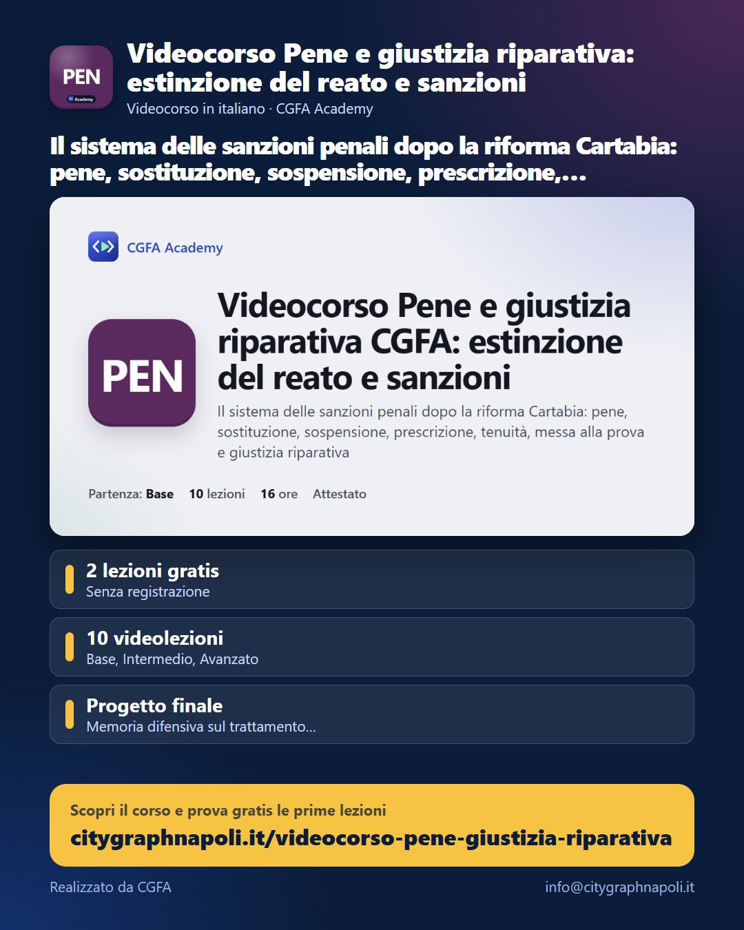 Volantino Videocorso Pene e giustizia riparativa: estinzione del reato e sanzioni - formato post