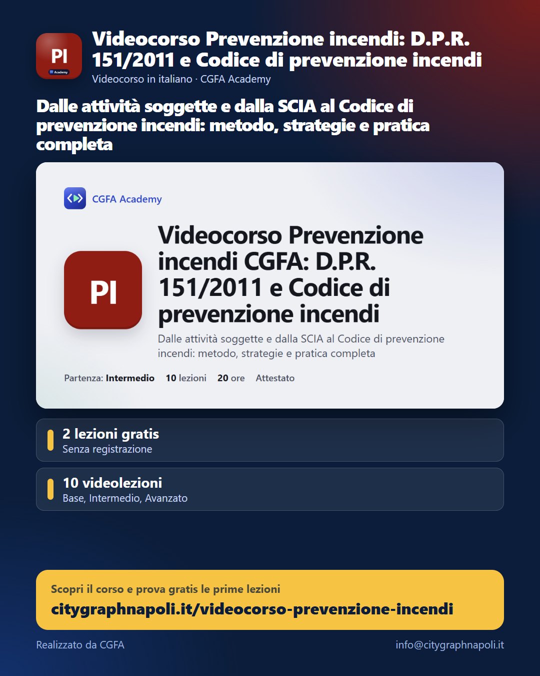 Volantino Videocorso Prevenzione incendi: D.P.R. 151/2011 e Codice di prevenzione incendi - formato post