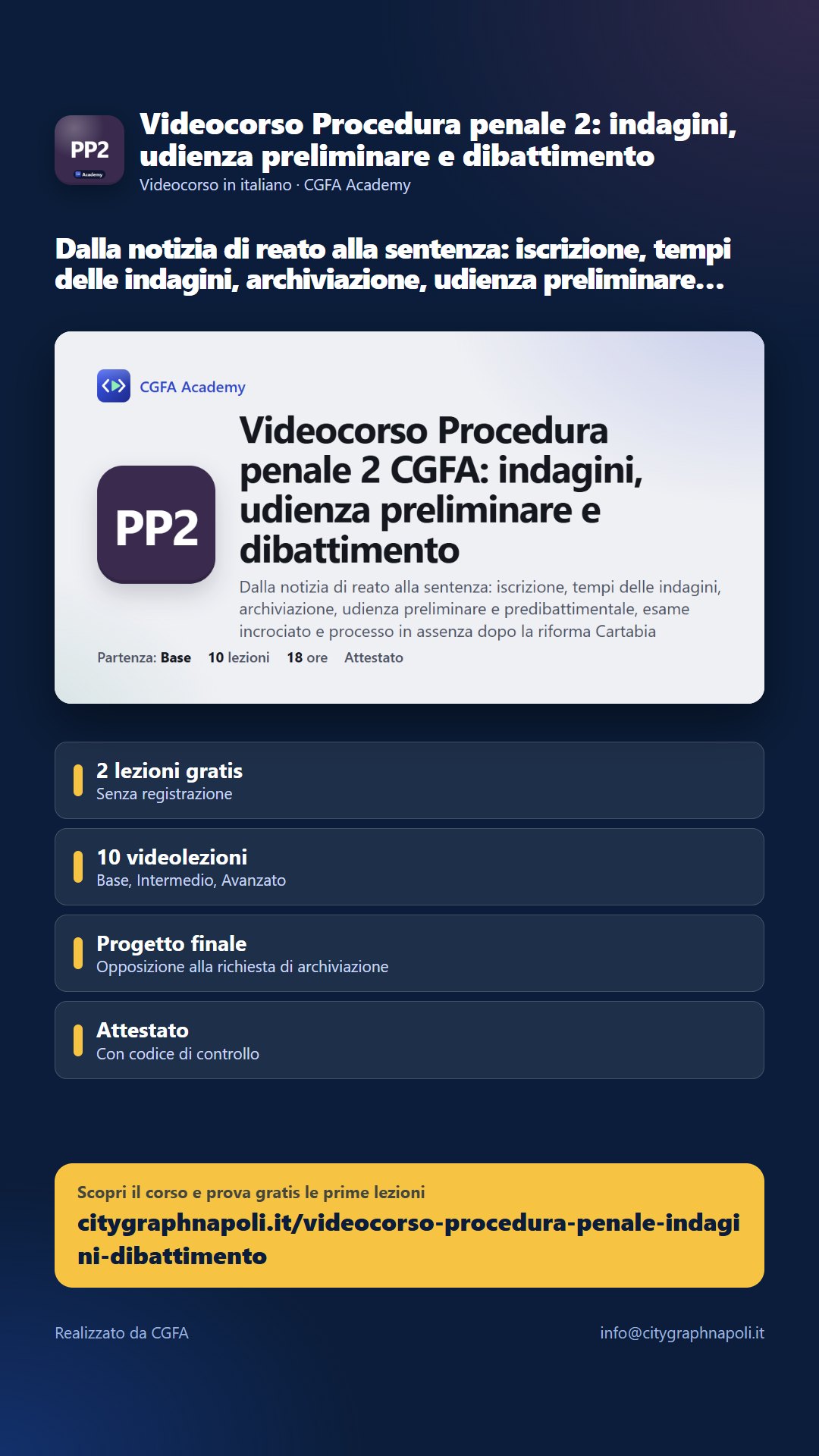 Volantino Videocorso Procedura penale 2: indagini, udienza preliminare e dibattimento - formato storia