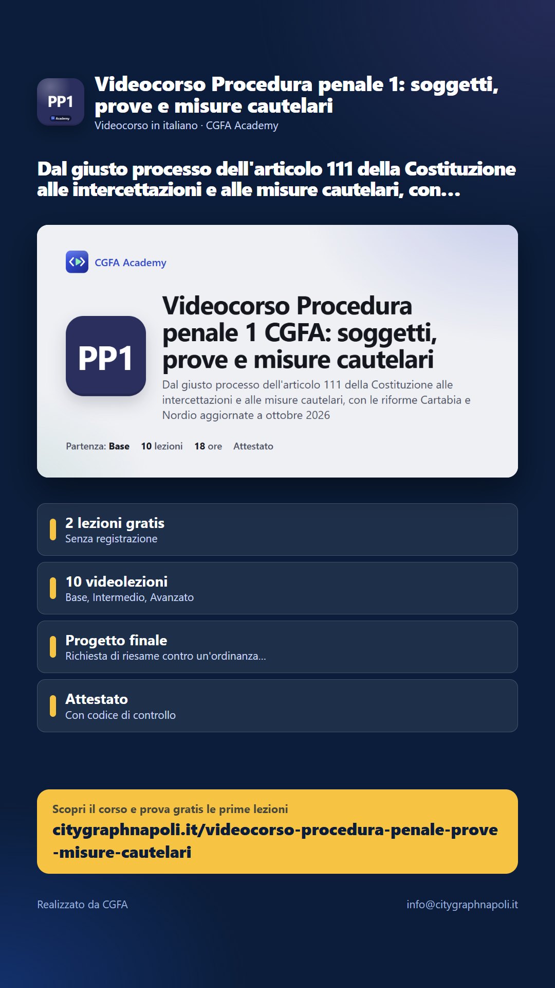 Volantino Videocorso Procedura penale 1: soggetti, prove e misure cautelari - formato storia