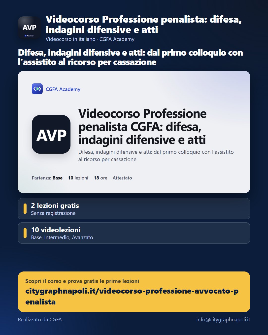 Volantino Videocorso Professione penalista: difesa, indagini difensive e atti - formato post