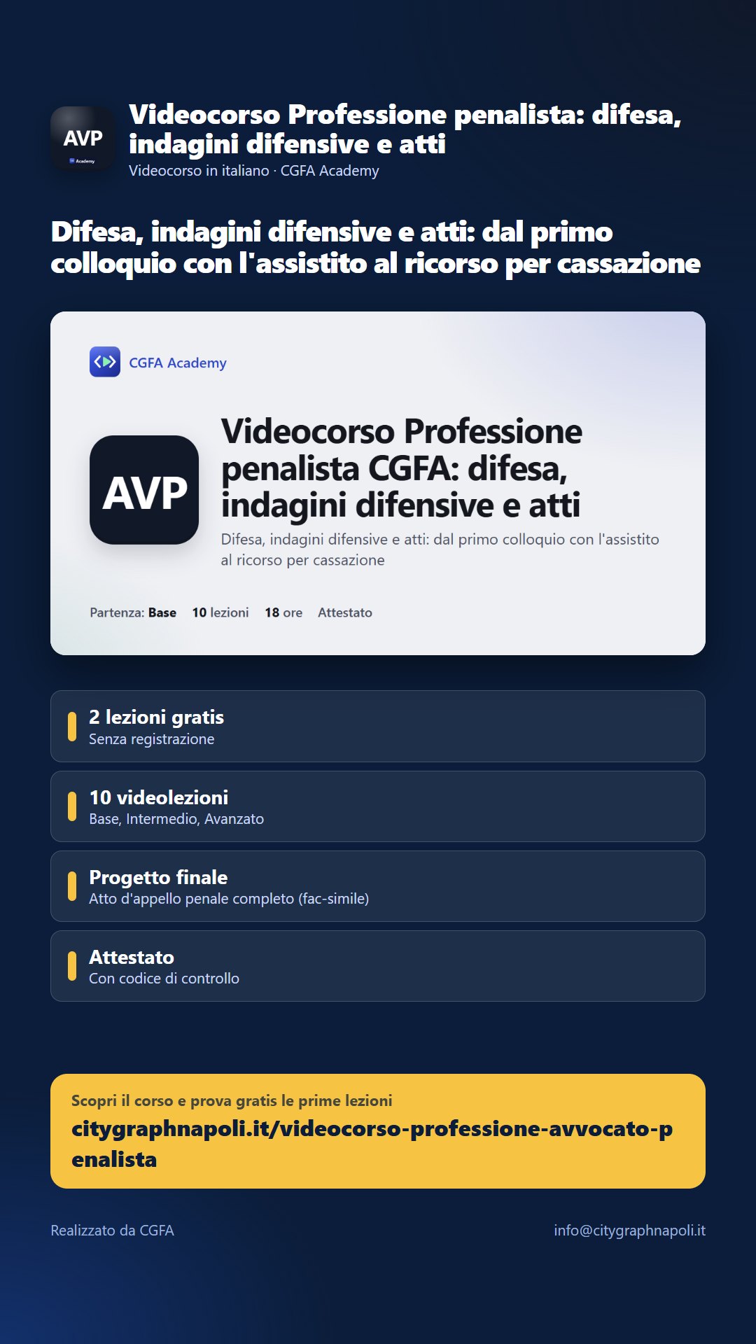 Volantino Videocorso Professione penalista: difesa, indagini difensive e atti - formato storia