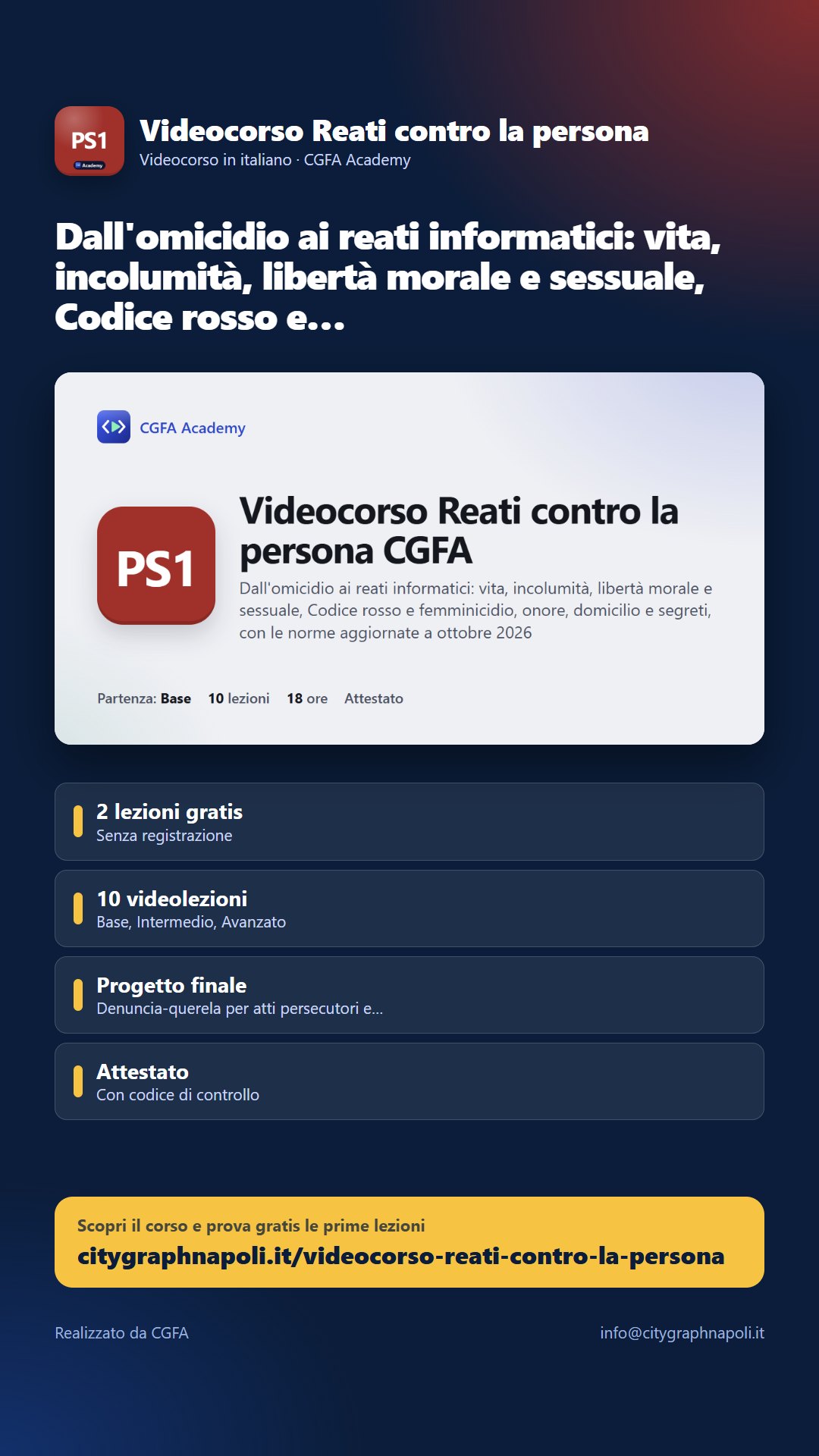 Volantino Videocorso Reati contro la persona - formato storia