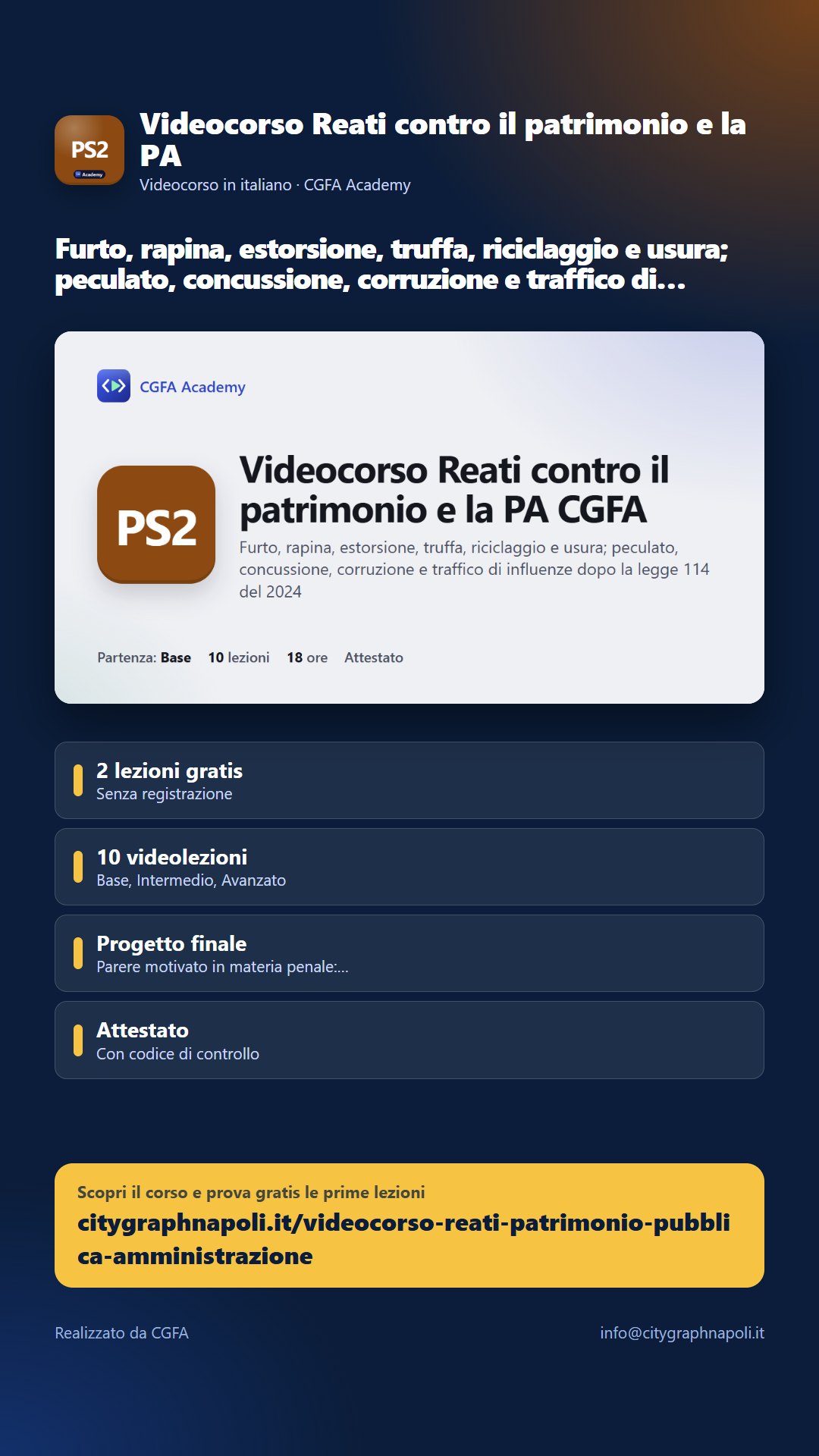 Volantino Videocorso Reati contro il patrimonio e la PA - formato storia