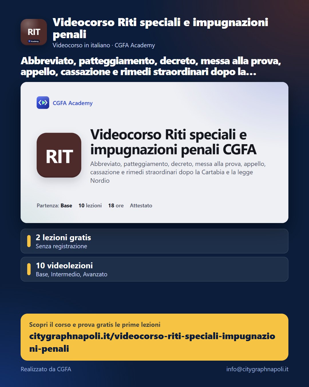 Volantino Videocorso Riti speciali e impugnazioni penali - formato post