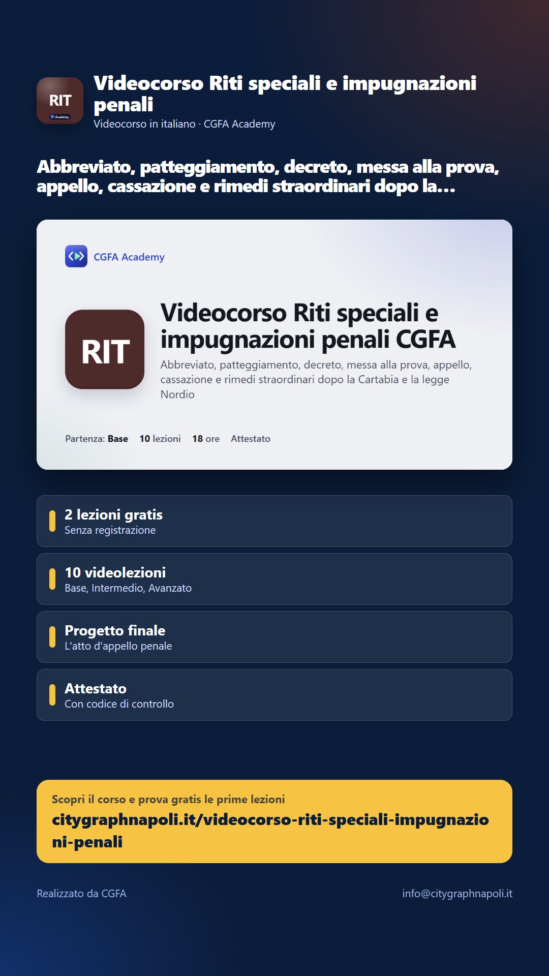 Volantino Videocorso Riti speciali e impugnazioni penali - formato storia