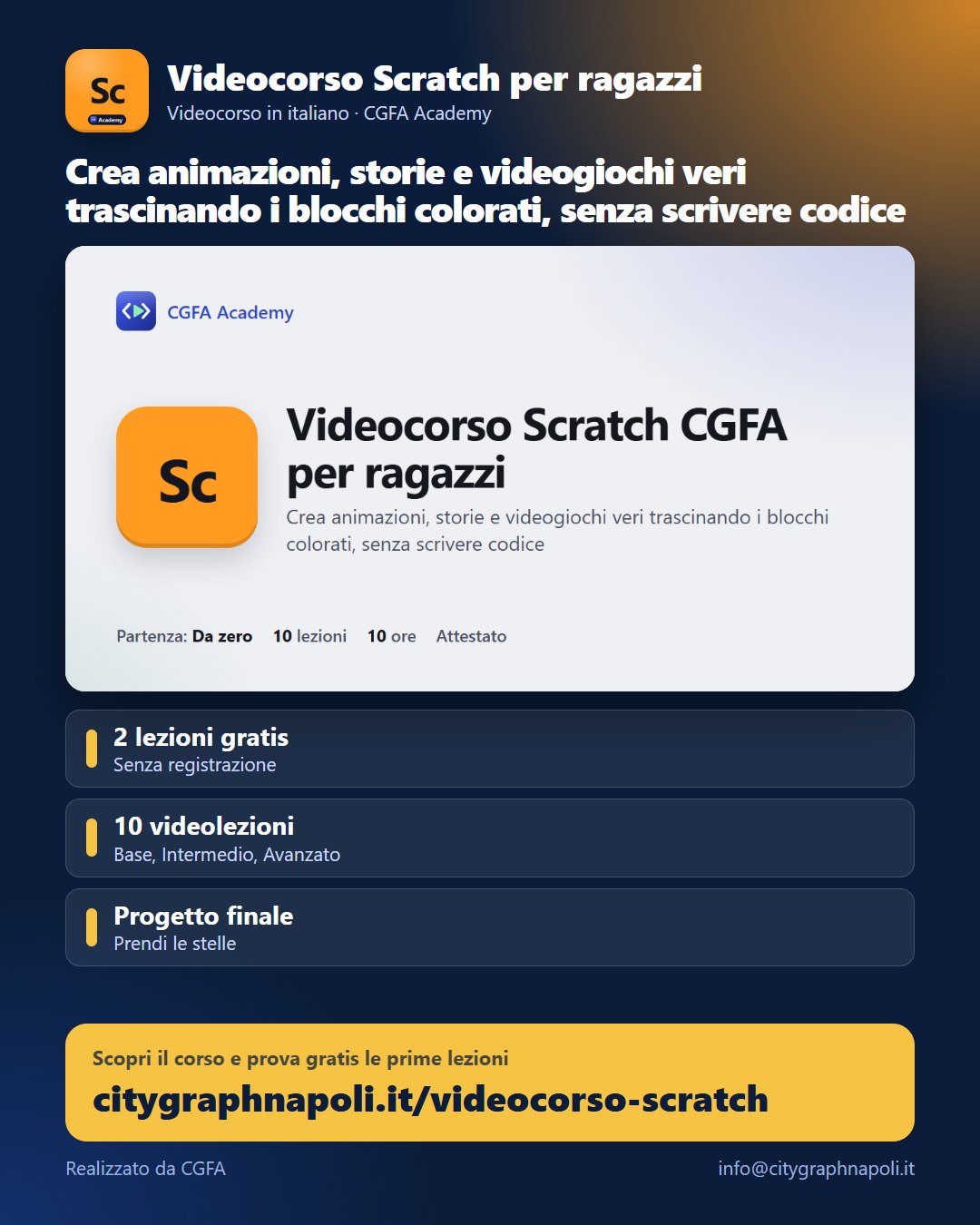 Volantino Videocorso Scratch per ragazzi - formato post