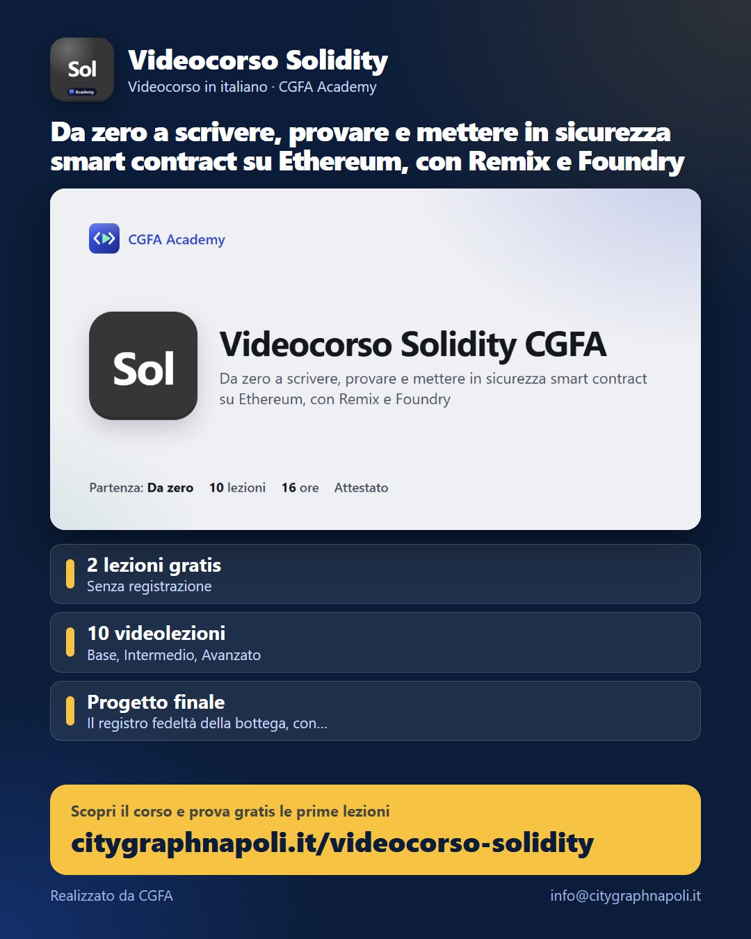 Volantino Videocorso Solidity - formato post