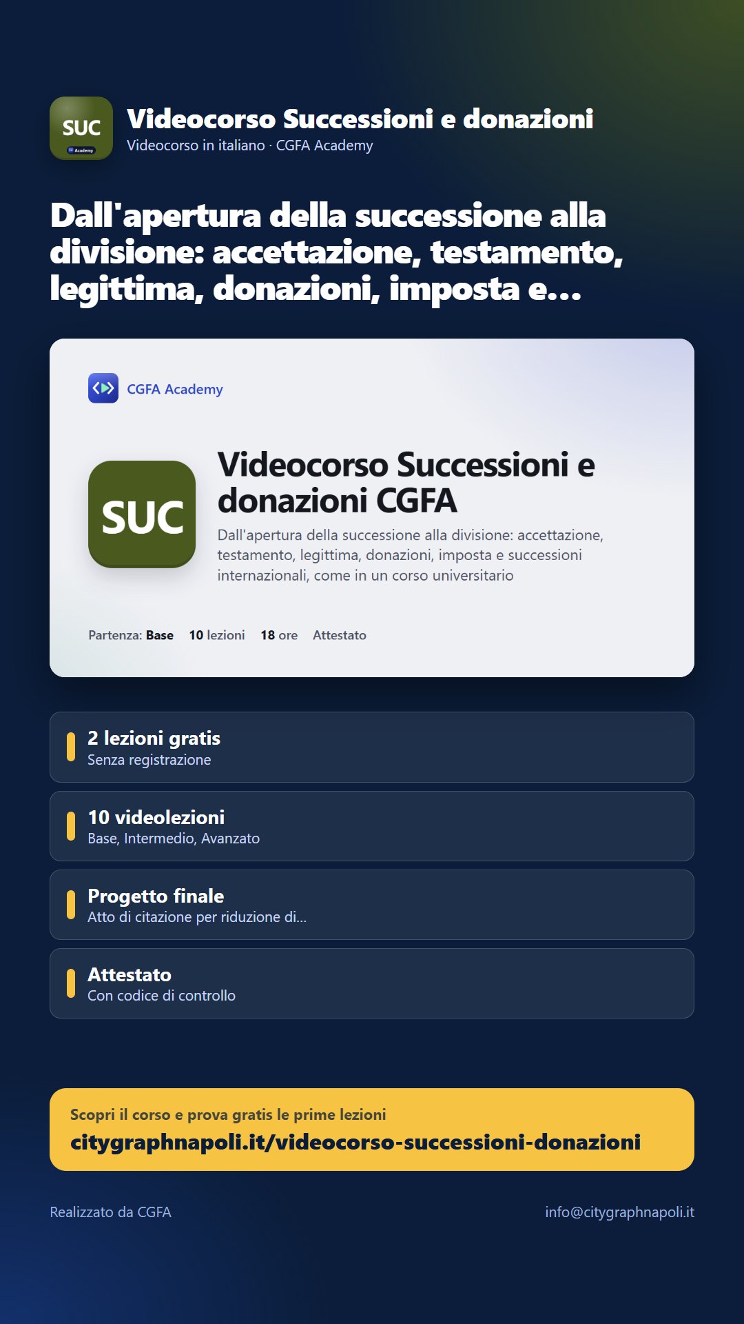 Volantino Videocorso Successioni e donazioni - formato storia