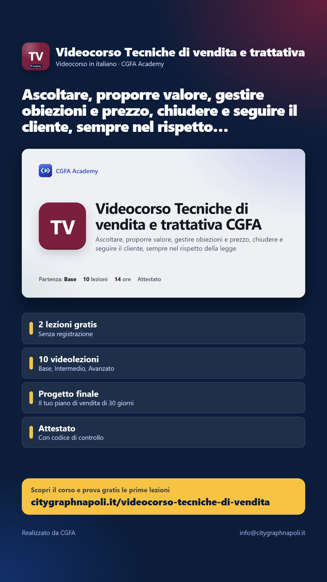 Volantino Videocorso Tecniche di vendita e trattativa - formato storia