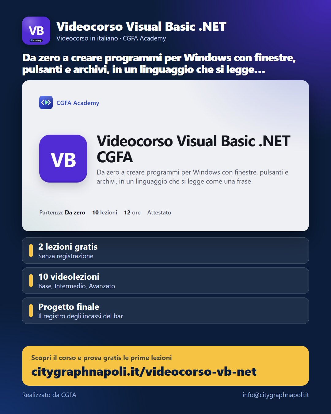 Volantino Videocorso Visual Basic .NET - formato post