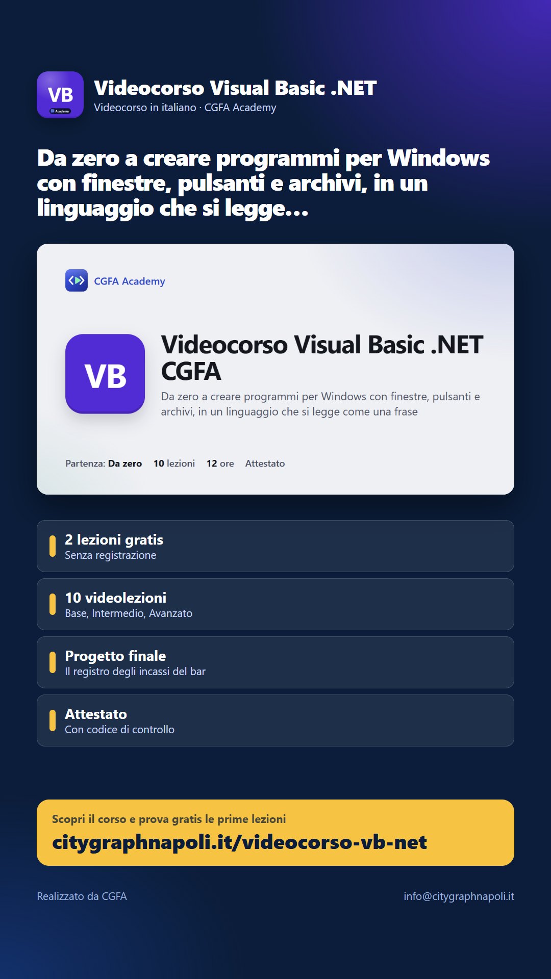 Volantino Videocorso Visual Basic .NET - formato storia