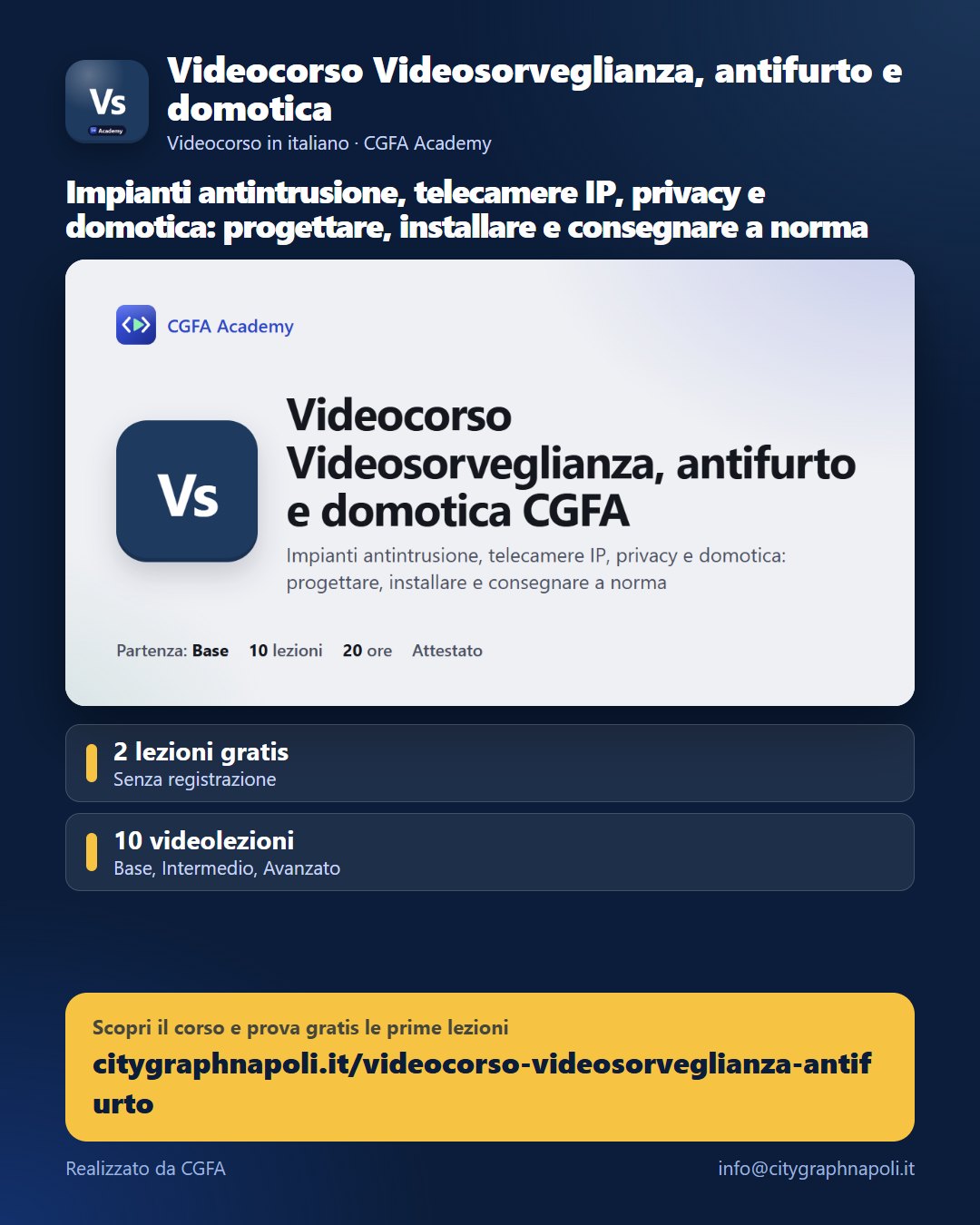 Volantino Videocorso Videosorveglianza, antifurto e domotica - formato post