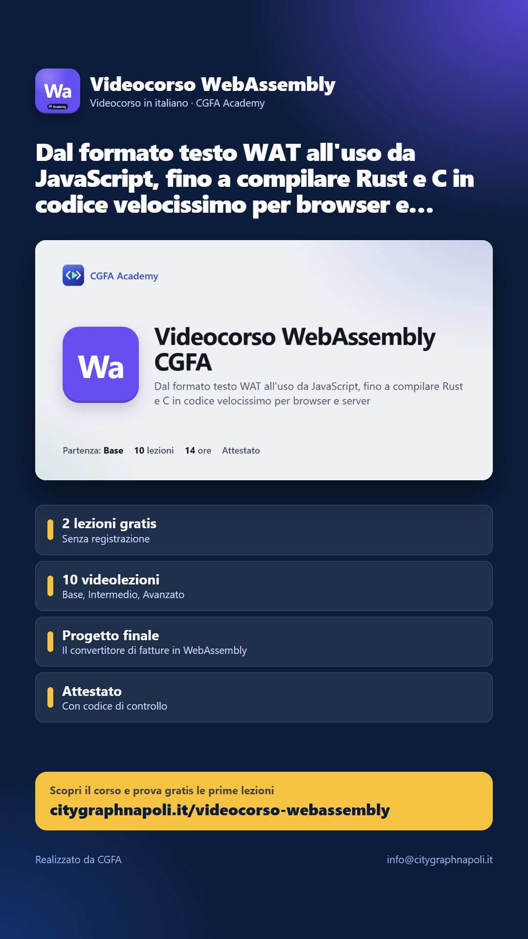 Volantino Videocorso WebAssembly - formato storia